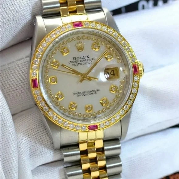 Sold!! Rolex Datejust Diamond Ruby Bezel 36mm Watch Unisex - Picture 5 of 13